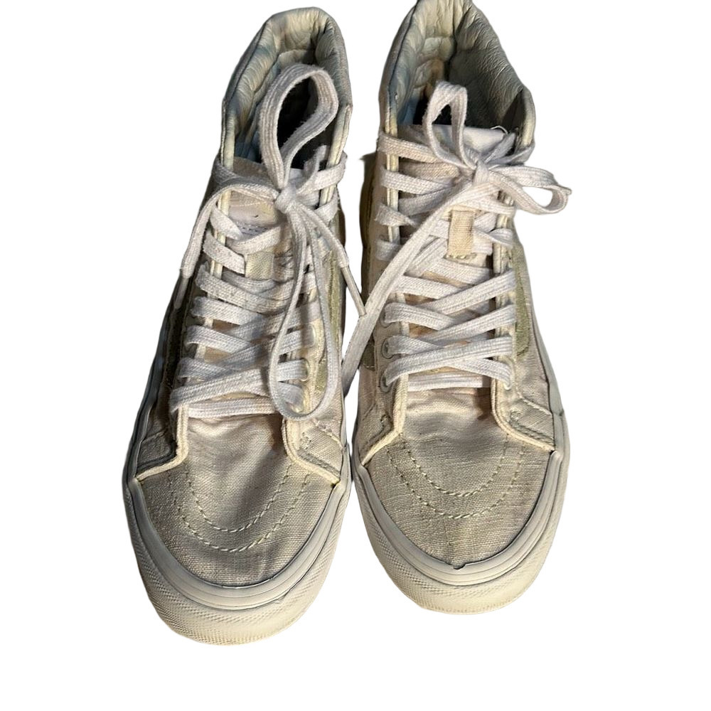 Vans funky white Hi-tops. Size 4.5 Men’s, 6 Women’s